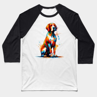 Vibrant Bracco Italiano in Abstract Splash Art Baseball T-Shirt